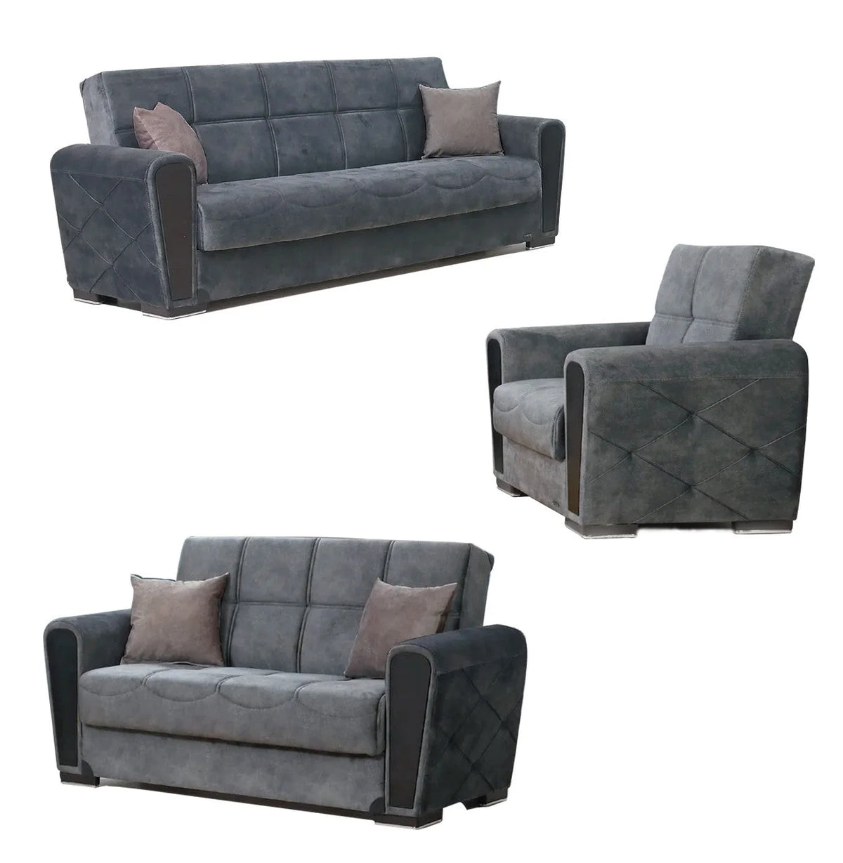 Gray Fabric Loveseat O4026