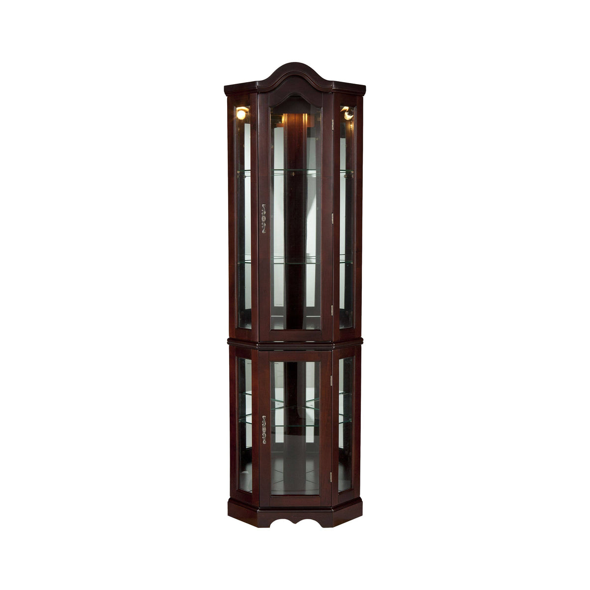 Lighted Corner Curio Cabinet Mahogany Y2309