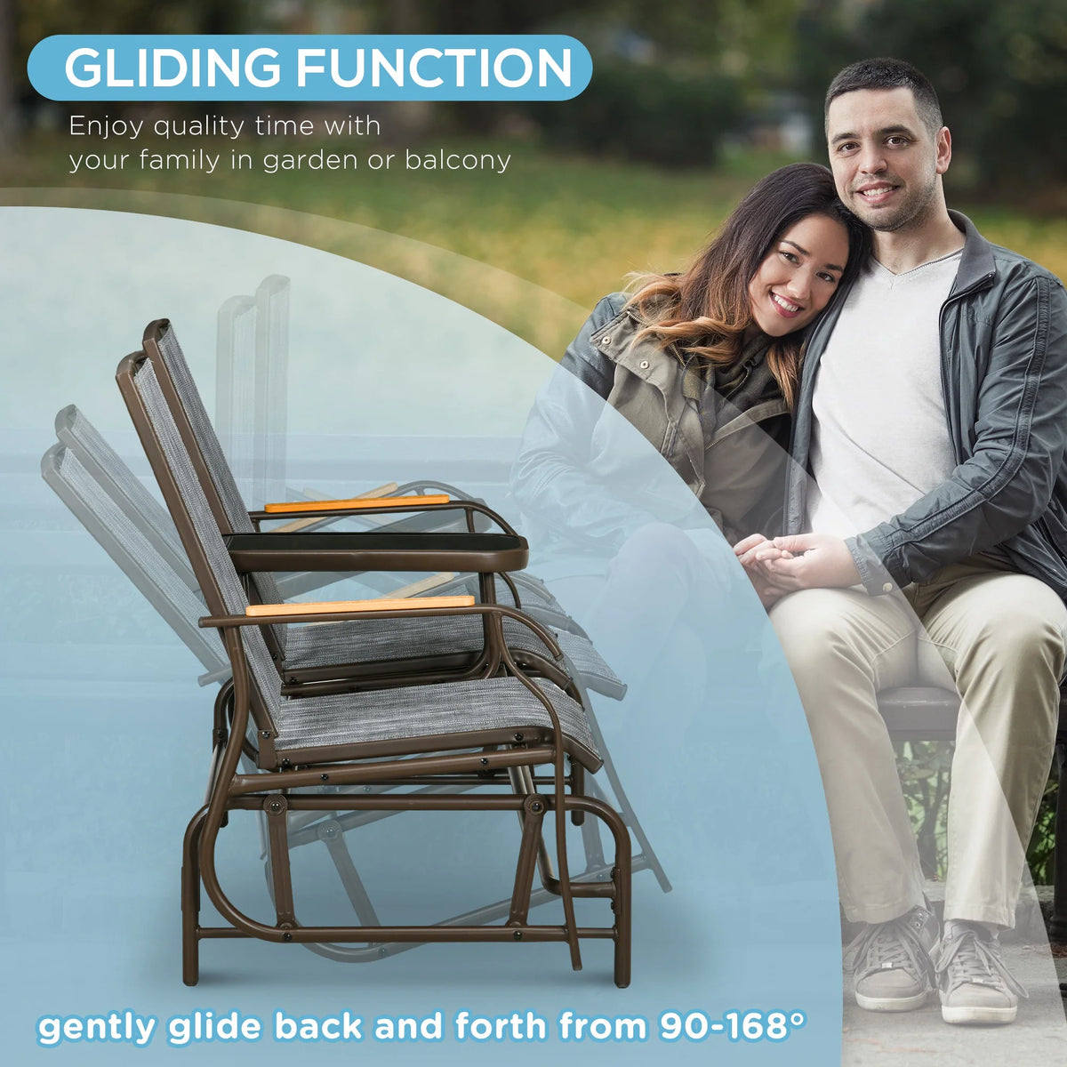 Outdoor Glider Bench 2-Person with Table X62318