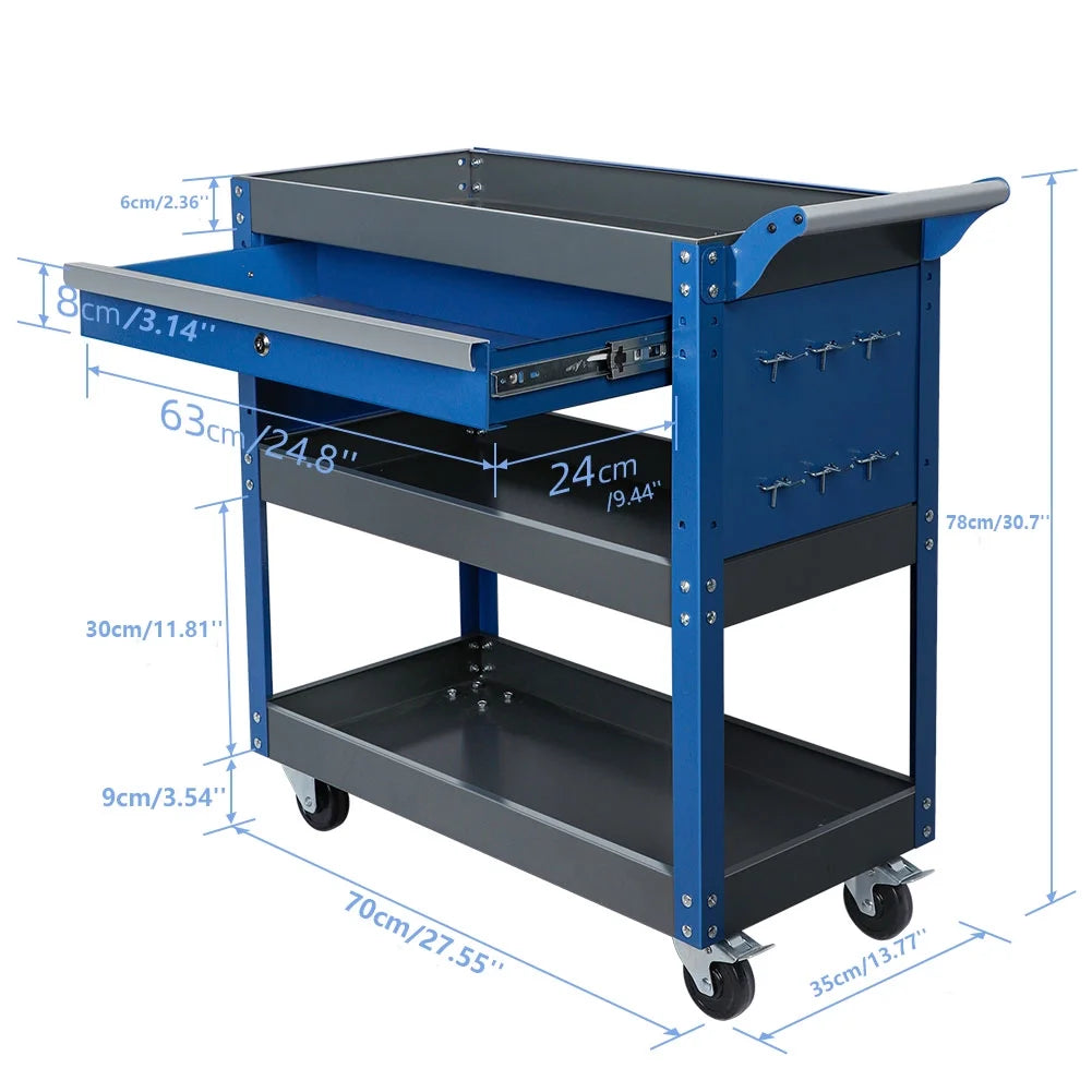 3 Tier Heavy Duty Trolley with Hooks Y797055