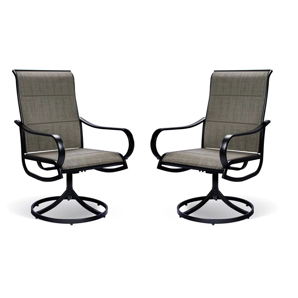 Set of 2 Swivel Dining Chairs Textilene Mesh Fabric Black Frame H7116