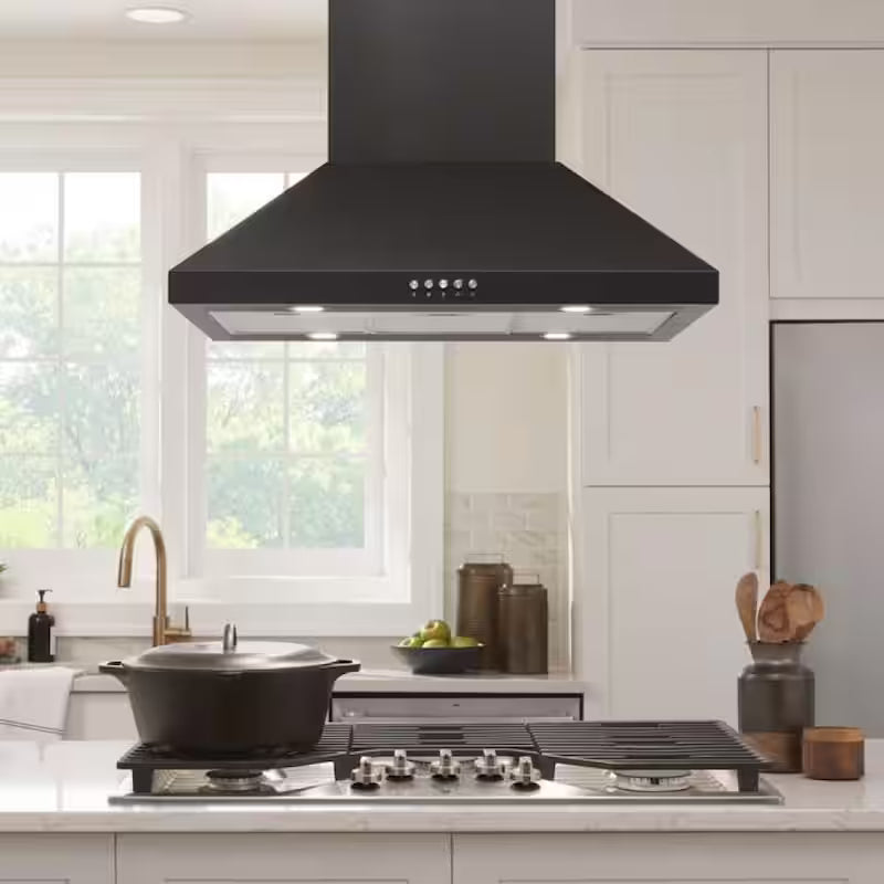 30 in. 350CFM Convertible Black Range Hood with Charcoal Filters and LED Lighting N3047
