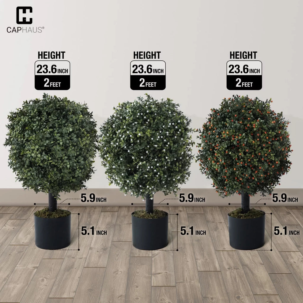 Artificial Boxwood Topiary Ball Tree Set of 2 P180899
