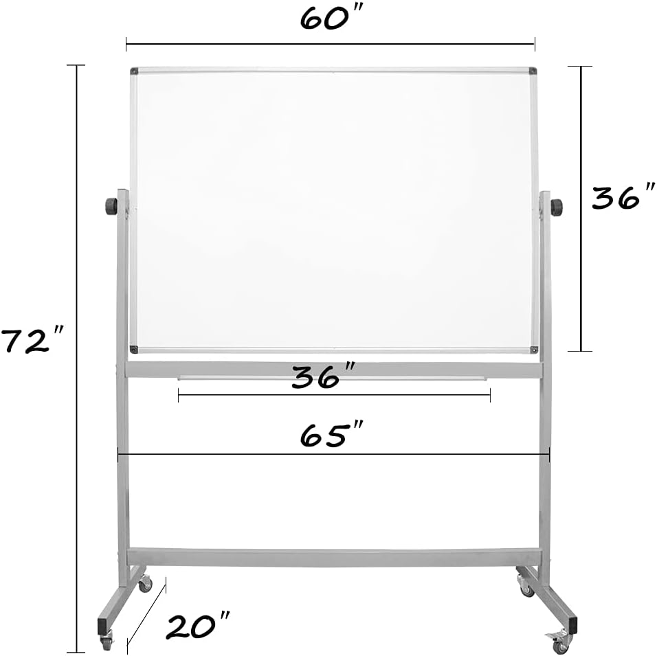 36 x 60 Inch Rolling Double Sided Magnetic Whiteboard I7739