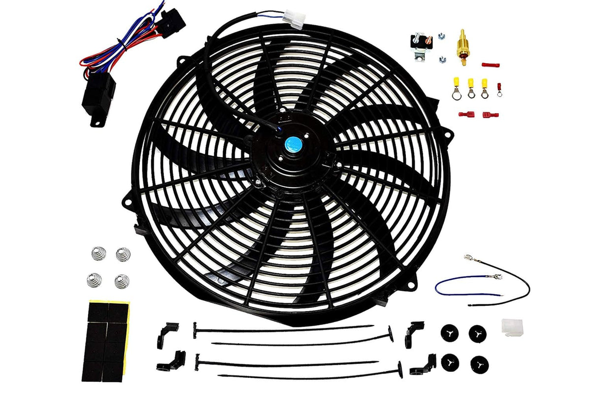 16" Electric Radiator Cooling Fan 10 Blades 3000 CFM Reversible Push or Pull 12 Volts Pack of 2 G114