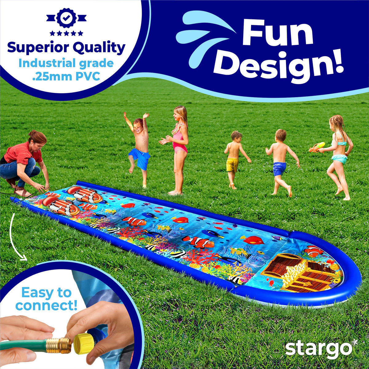 18 Feet x 5 Feet Water Slide with Splash Pad and Sprinkler G9126
