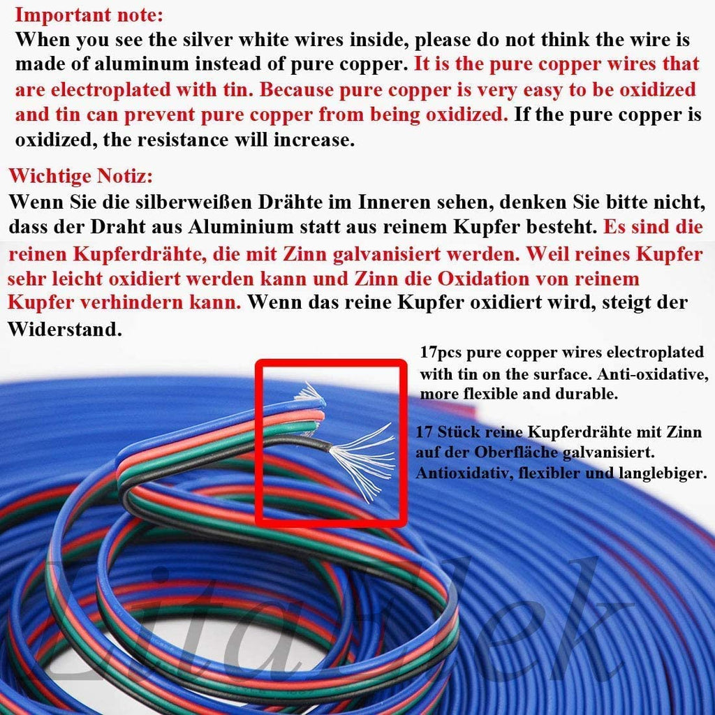 22AWG 10m/33ft 4 Pin RGB LED Extension Cable O3386