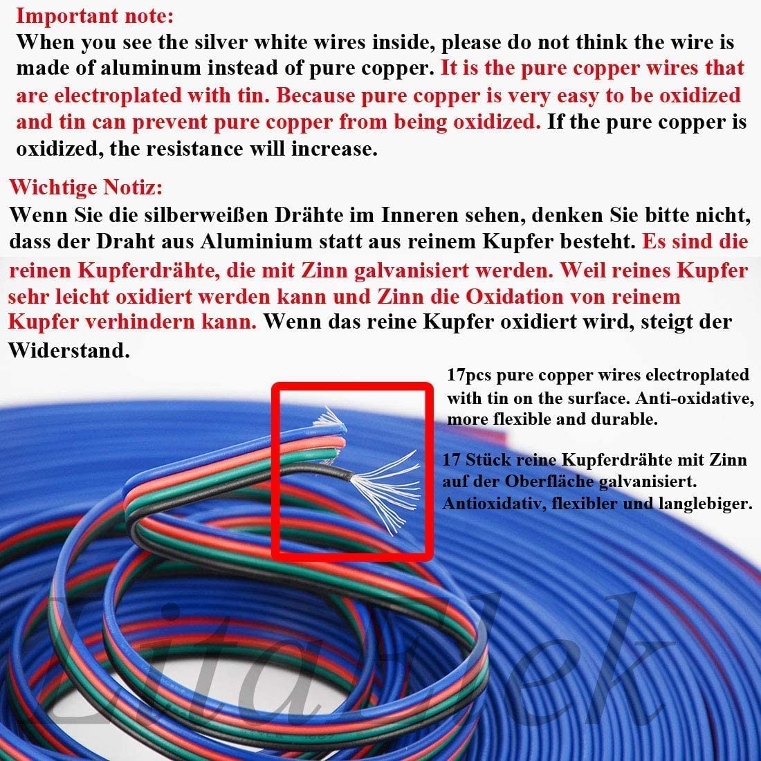 22AWG 10m/33ft 4 Pin RGB LED Extension Cable O3386