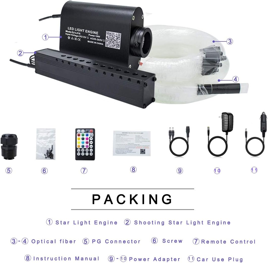 16W RGBW Fiber Optic Star Ceiling Light Kit with 550pcs 0.75mm 13.1ft Fiber Cable G87432