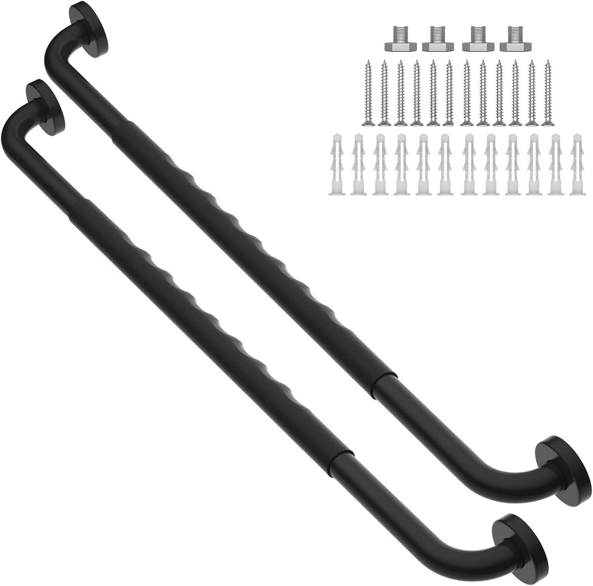 2 Pack 24 Inch Anti-Slip Stainless Steel Matte Black Shower Grab Bars S7632