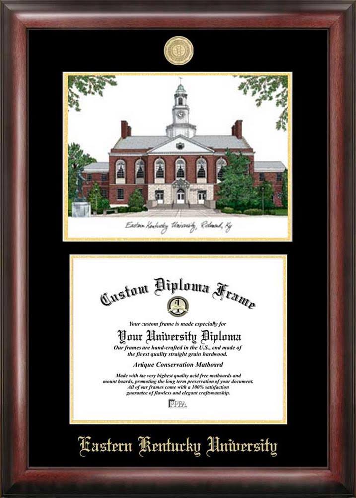 Gold Embossed Diploma Frame with Campus Images Lithograph M5444
