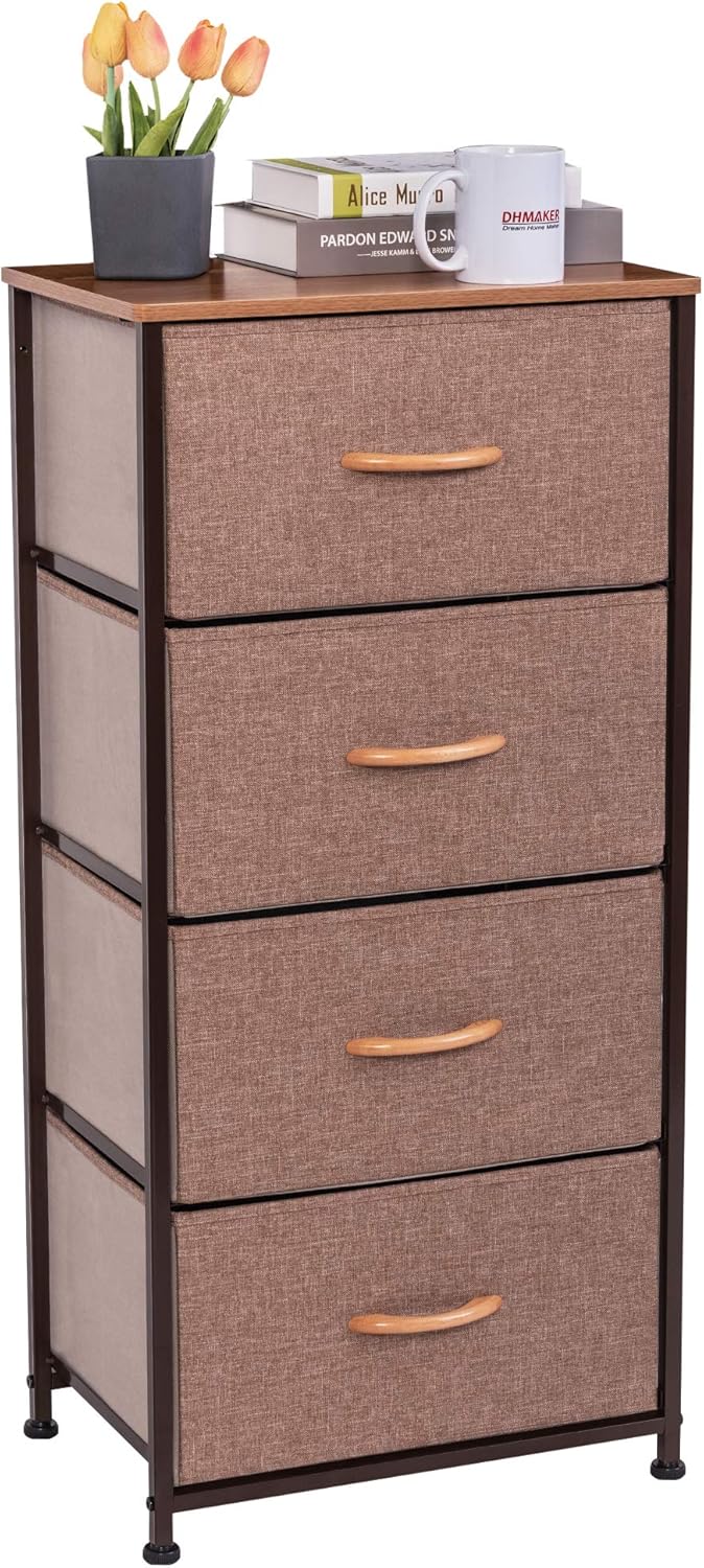 Brown 4 Drawer Vertical Dresser Storage Tower M483975