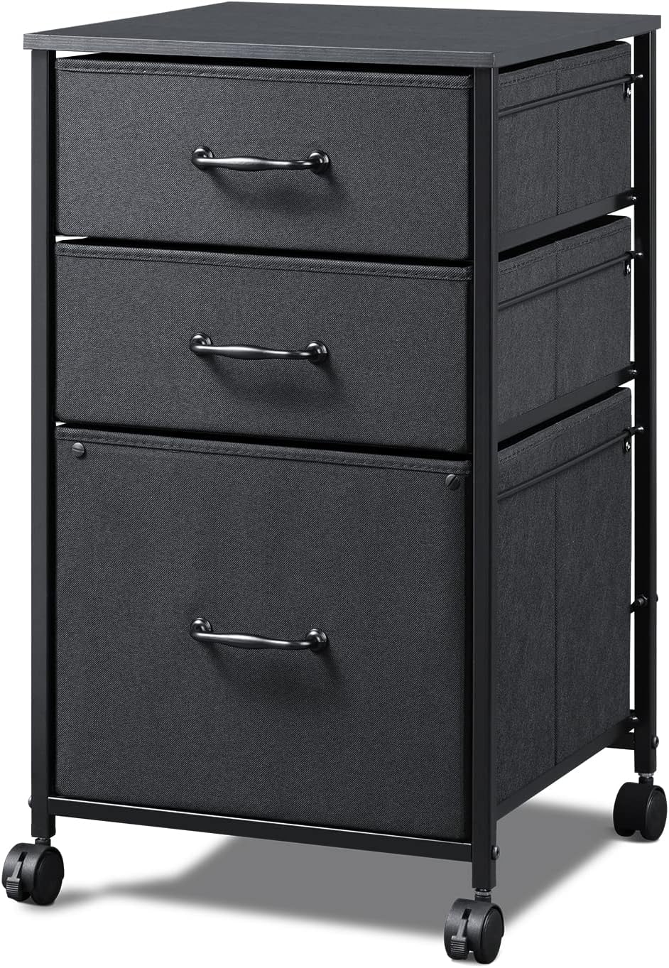 Black Mobile File Cabinet with Storage Shelf B43166