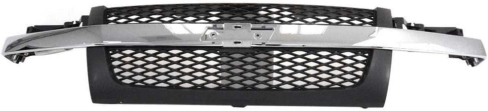 Painted Dark Gray Grille Frame Mesh Insert Chrome Bar Molding E65738
