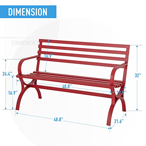 50" Black Cast Iron Outdoor Bench with Floral Backrest R685
