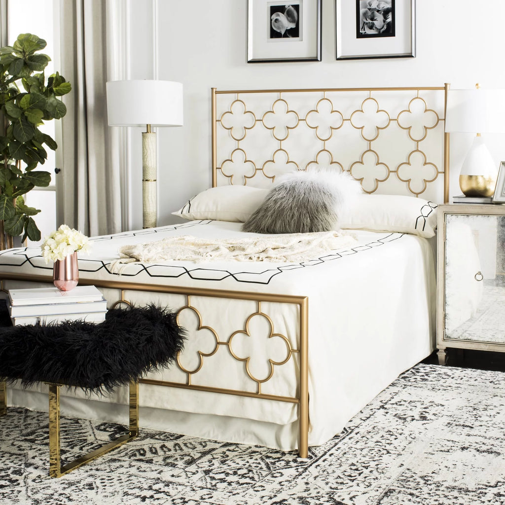 Queen Antique Gold Metal Headboard T719
