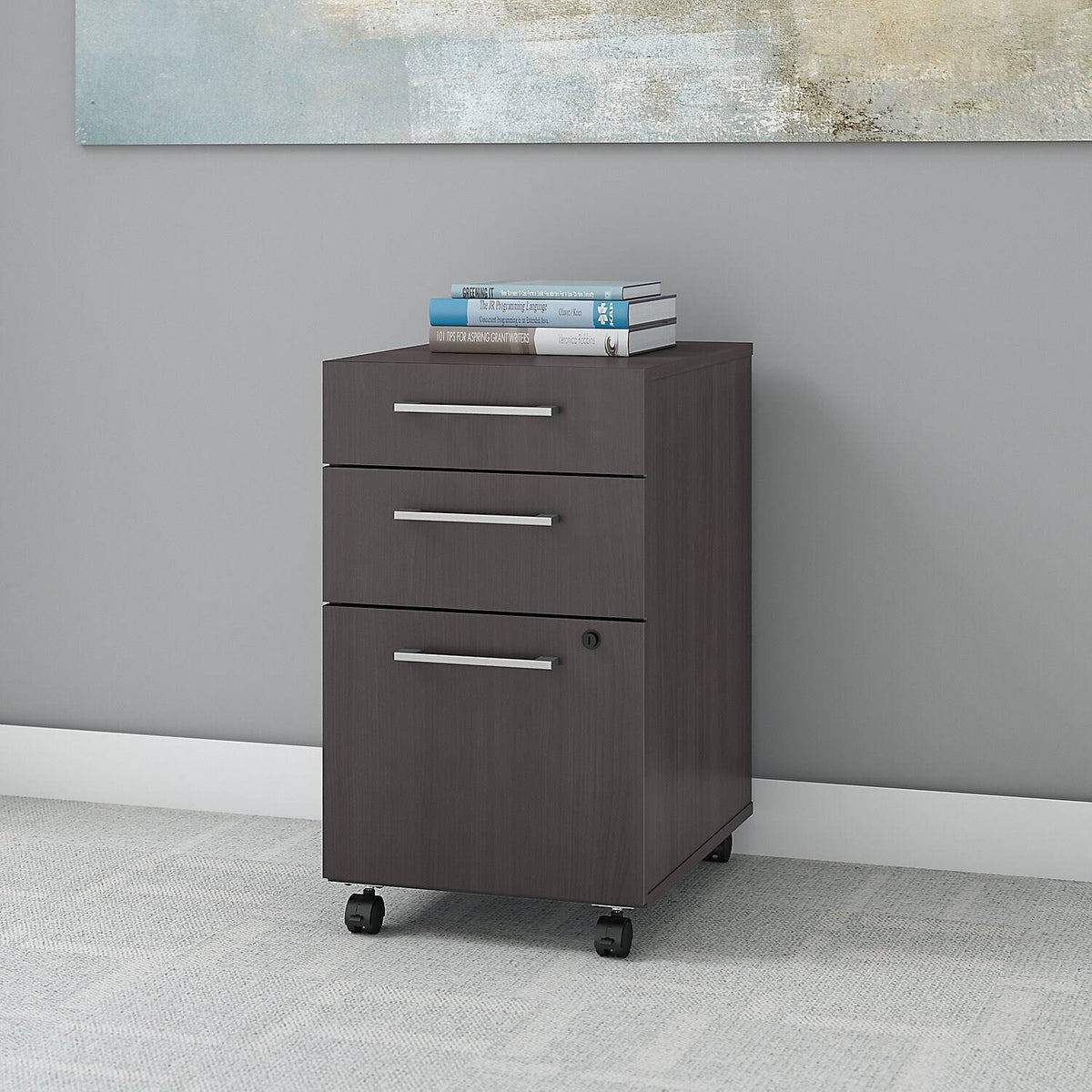 3 Drawer Mobile File Cabinet Platinum Gray T2834