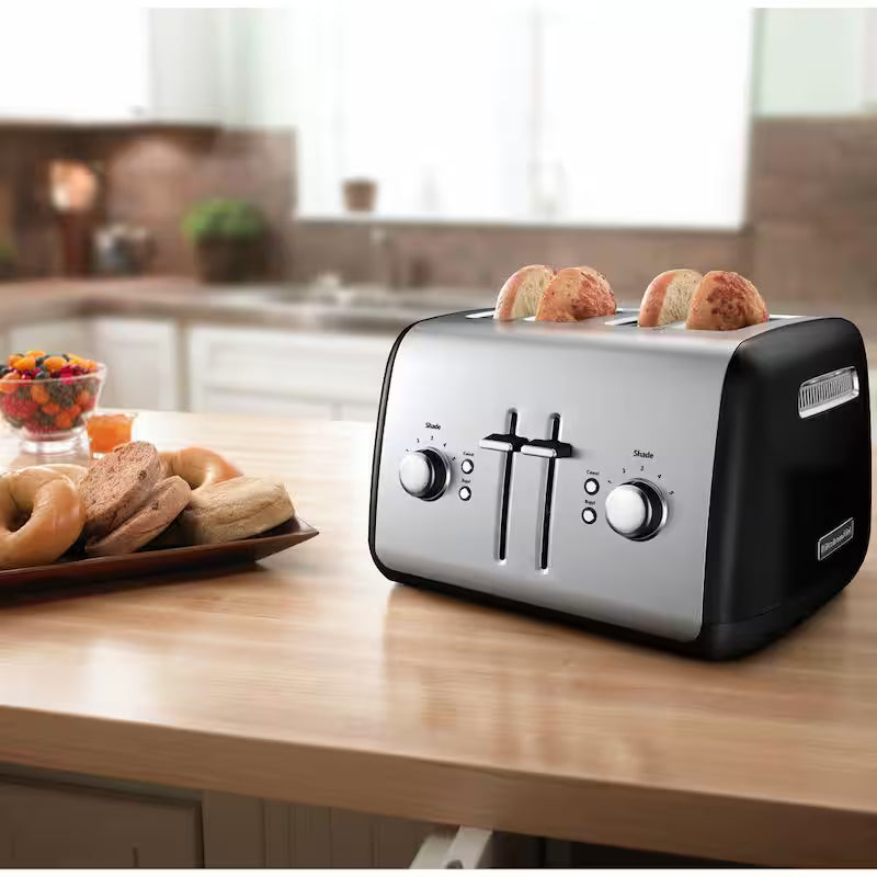 Onyx Black 4-Slice Wide Slot Toaster with Crumb Tray S1210