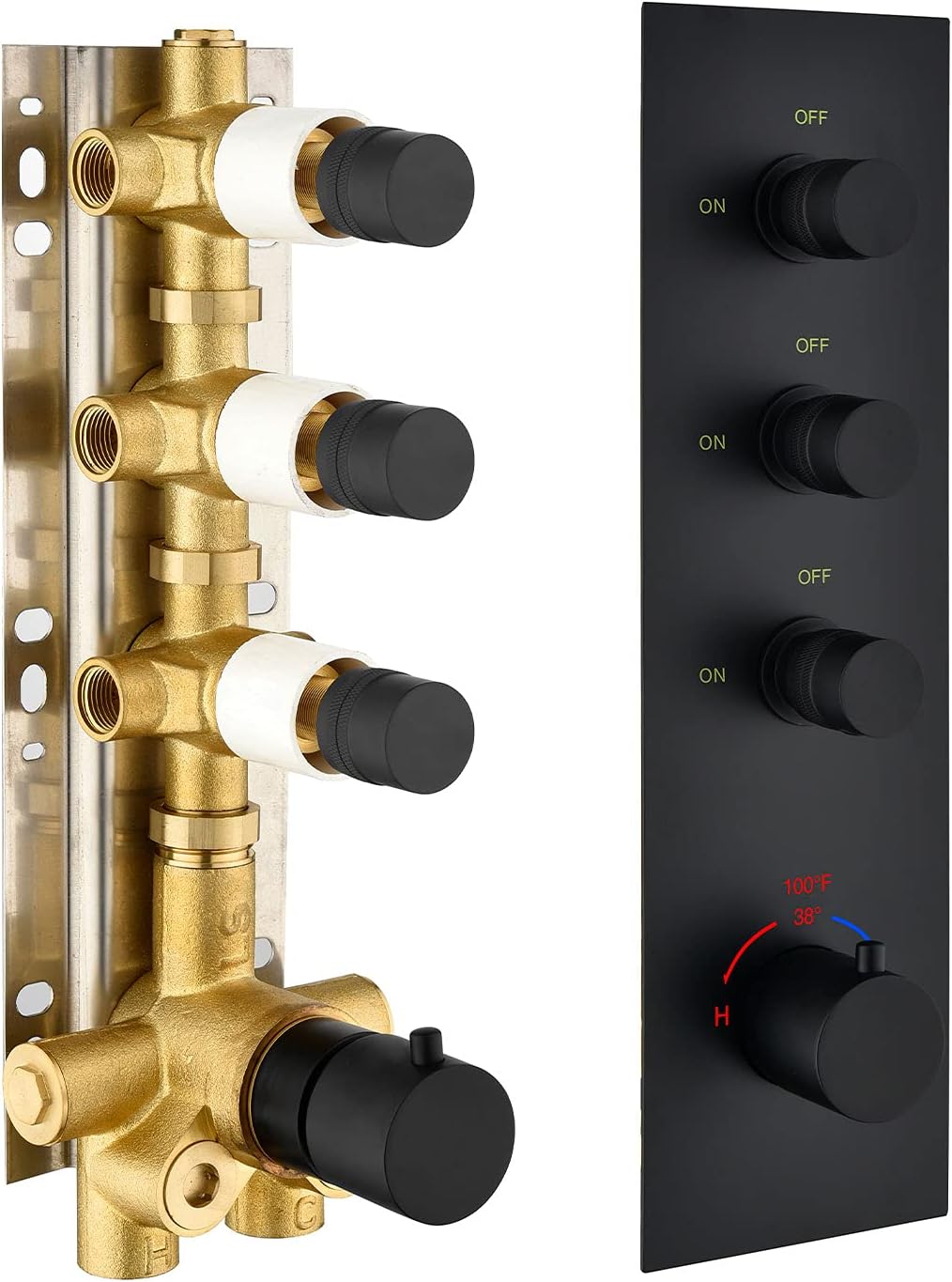 Brushed Nickel Solid Brass Shower Diverter Thermostatic Mixer Valve with Trim S394526
