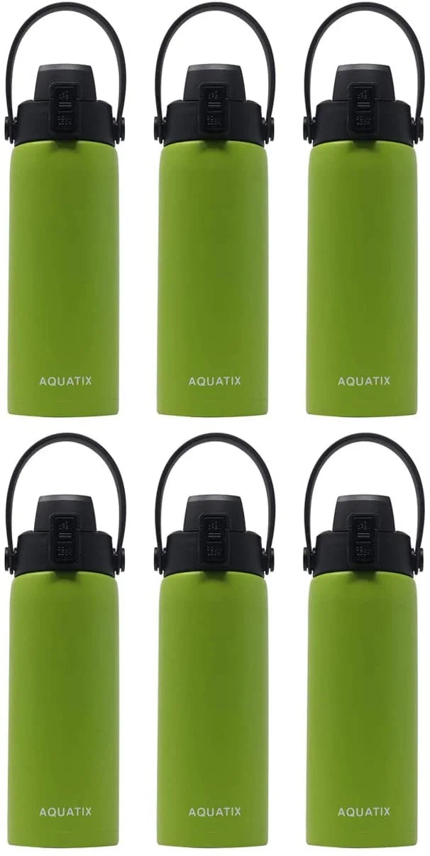 6-Pack Lime Green 21 Ounce Stainless Steel Double Wall Insulated Sports Water Bottle M8778