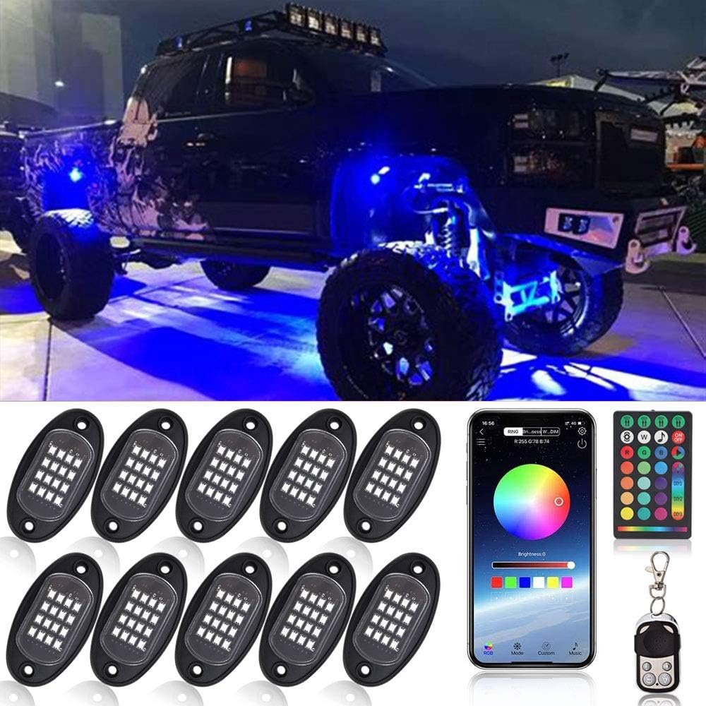 10 Pods RGB LED Rock Lights with Remote Control V406144