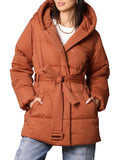 Women's Hooded Wrap Puffer Coat with Belt F860