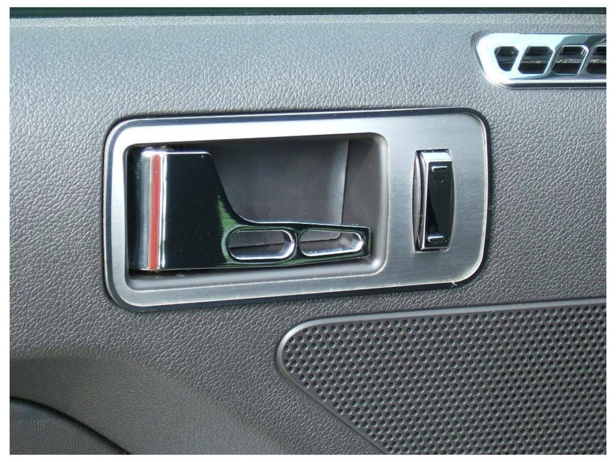 Mustang Interior Door Handle Trim Plates Brushed Stainless Steel Pair Q715562