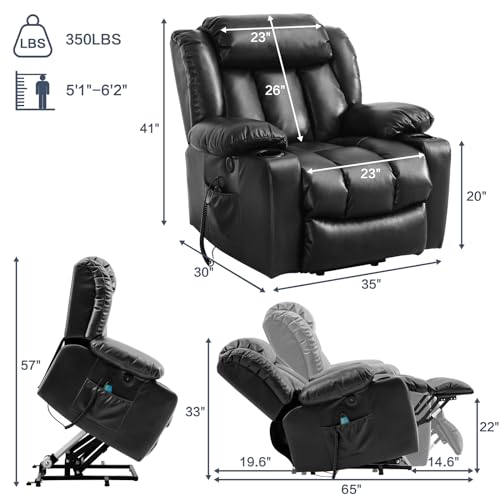 Ochre Leather Power Lift Recliner Chair with Massage & Heat X64076