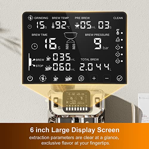 Espresso Machine with Milk Frother, Semi Automatic Coffee Machine with Grinder, 15 Bar Pressure Pump S3463
