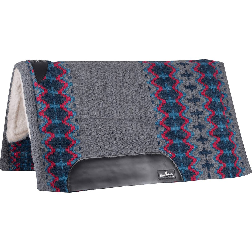 Navy Ivory Wool Top Saddle Pad 32x34 I588
