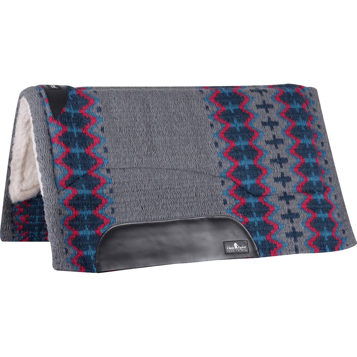Navy Ivory Wool Top Saddle Pad 32x34 I588
