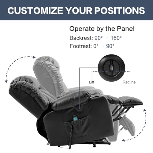Ochre Leather Power Lift Recliner Chair with Massage & Heat X64076
