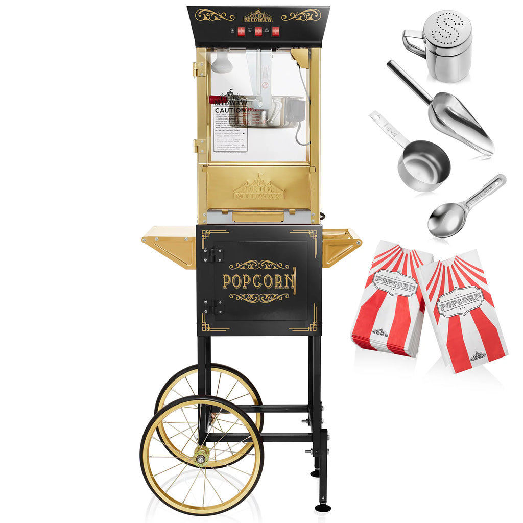 Black 8 oz Popcorn Machine with Cart B84995