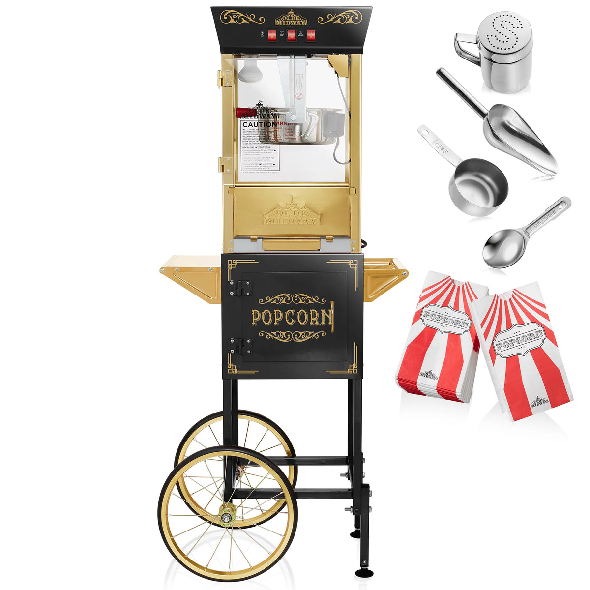 Black 8 oz Popcorn Machine with Cart B84995