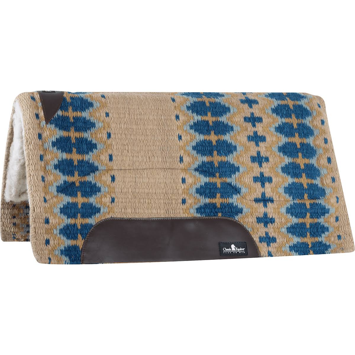 Navy Ivory Wool Top Saddle Pad 32x34 I588