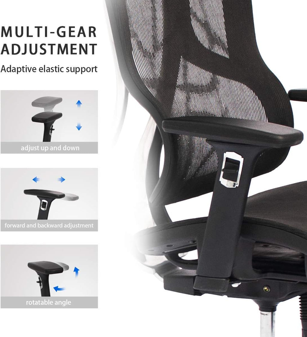 Black Ergonomic Mesh Office Chair with Headrest and 3D Armrest A55885