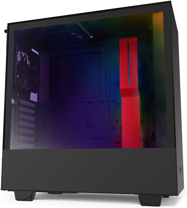 Compact ATX Mid-Tower PC Gaming Case with Tempered Glass Side Panel - Black/Red L665711