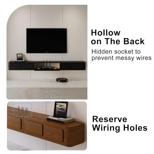Brown 158cm Wooden Floating TV Unit W711884