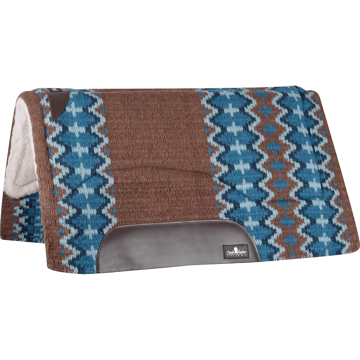 Navy Ivory Wool Top Saddle Pad 32x34 I588