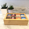 Natural Bamboo Wooden Tea Bag Organizer with 8 Compartments C65453