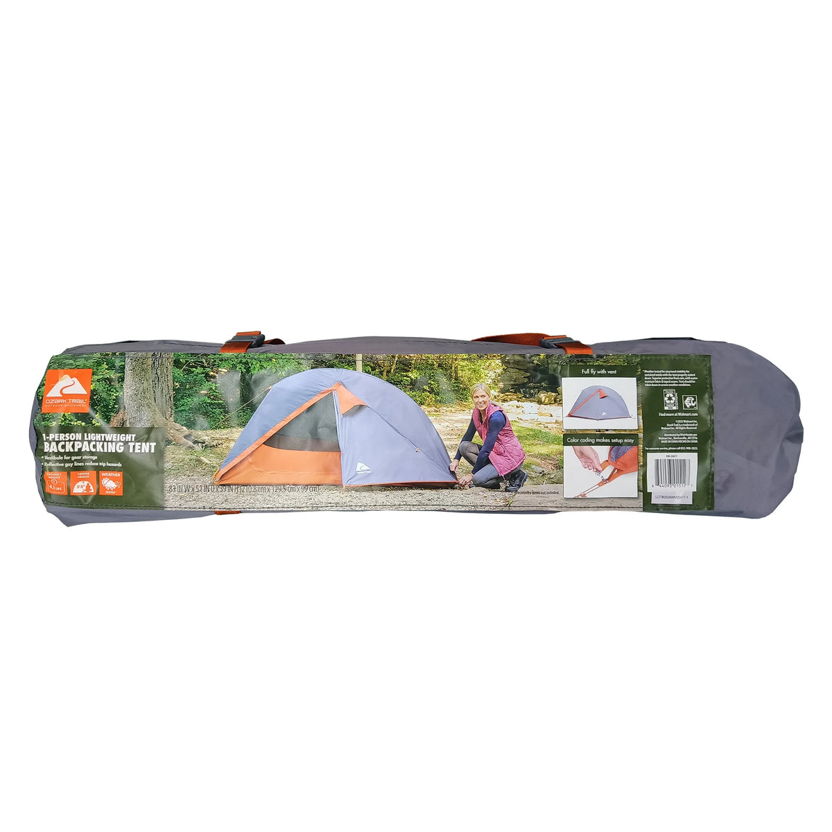 1-Person Lightweight Backpacking Tent, Orange A87615