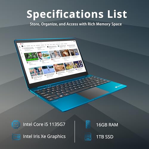 14.1" IPS FHD Intel Core i5-1135G7 16GB RAM 1TB SSD Blue Laptop I12313