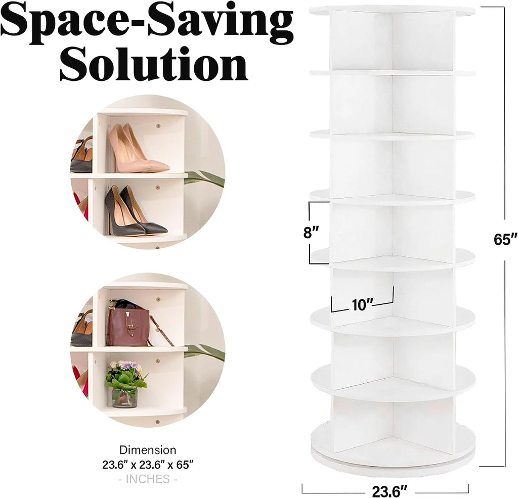 360° Rotating 7-Tiers Shoe Rack Organizer Tower Holds Up to 28 Pairs K99742