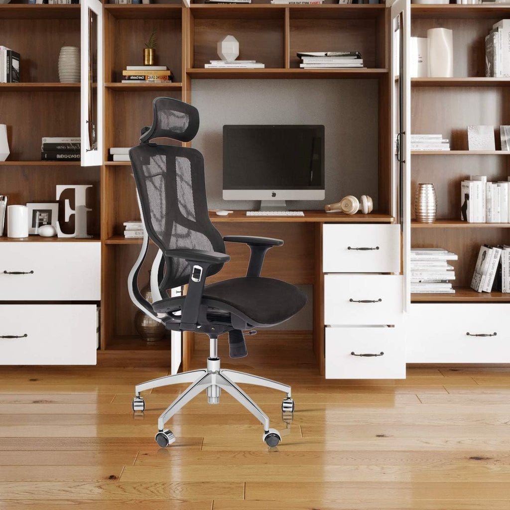 Black Ergonomic Mesh Office Chair with Headrest and 3D Armrest A55885
