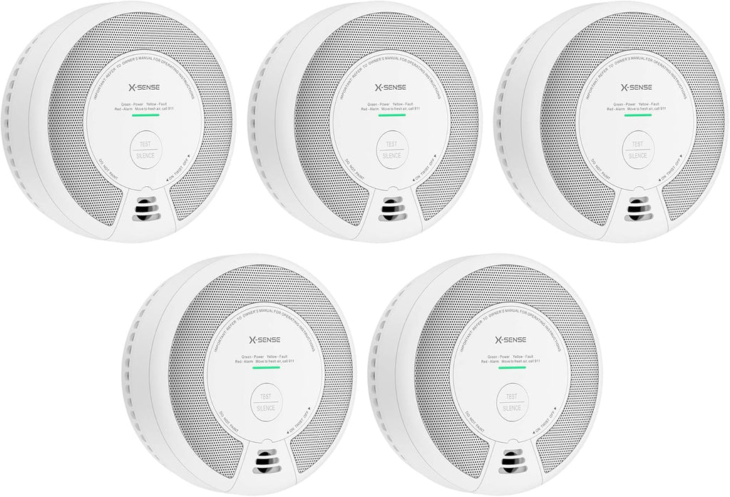 2-in-1 Smoke and Carbon Monoxide Detector Alarm, 10-Year Battery-Operated, Pack of 5 U108616