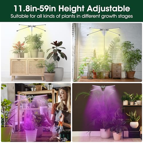 63.8 Inch Full Spectrum Grow Light with 72 LEDs, Auto Timer, Height Adjustable K50437
