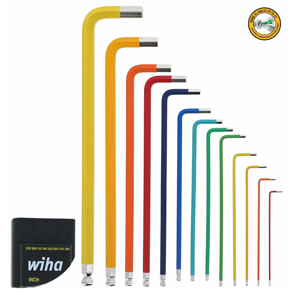 Color-Coded Ball End Hex L Key Set Inch T2348