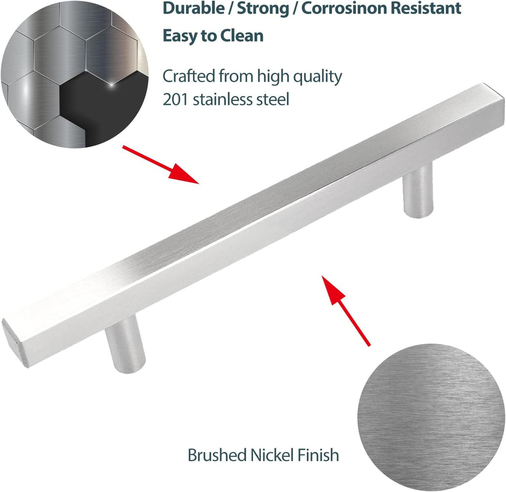 5 Pack Stainless Steel Square Cabinet Handles 5 Inch N44625
