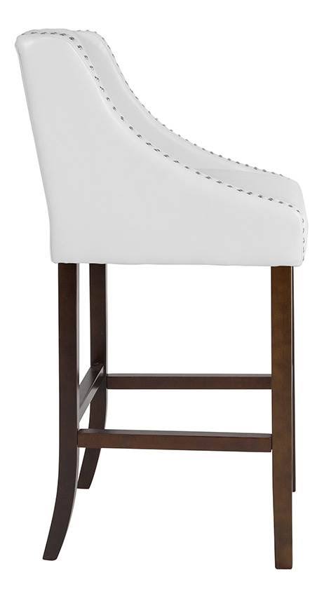 Tufted Walnut Barstool with Nail Trim D502