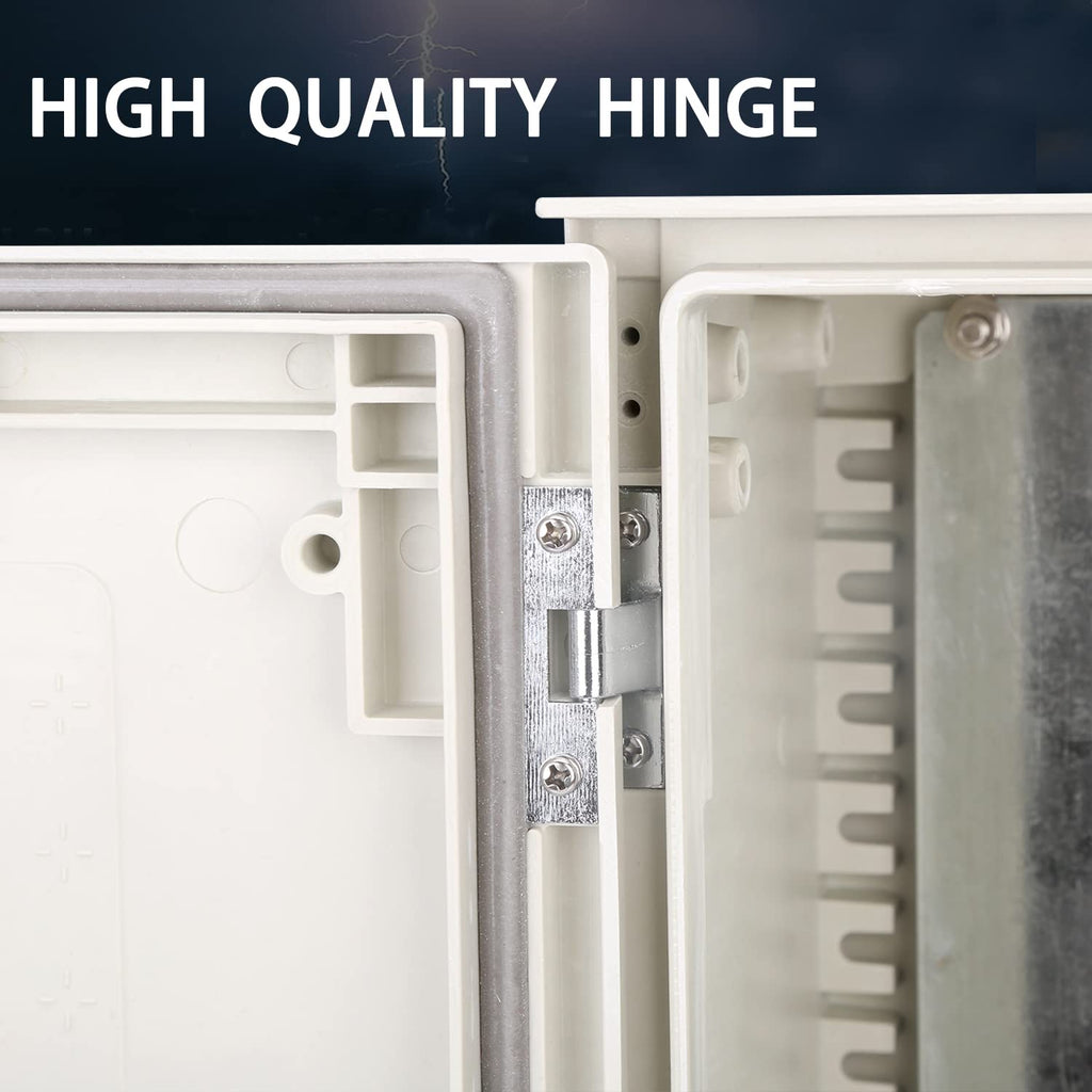 Fiberglass IP65 Weatherproof Electrical Enclosure Box with Hinges & Quarter-Turn Latches J7204